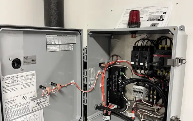 Duplex sump pump control panel wired and commissioned